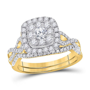 14kt Yellow Gold Womens Round Diamond Bridal Wedding Engagement Ring Band Set 1.00 Cttw (Certified)
