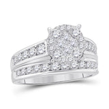 14kt White Gold Womens Princess Diamond Bridal Wedding Engagement Ring Band Set 1.00 Cttw