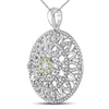 14kt White Gold Womens Round Diamond Mandala Circle Pendant 1.00 Cttw