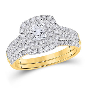 14kt Yellow Gold Womens Princess Diamond Bridal Wedding Engagement Ring Band Set 2.00 Cttw (Certified)