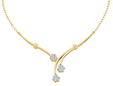 14kt Yellow Gold Womens Round Diamond Flower Cluster Cocktail Necklace 1/4 Cttw