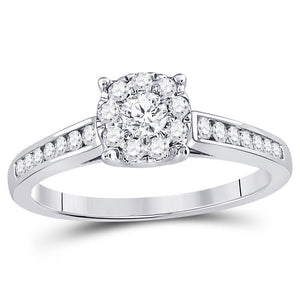 14kt White Gold Womens Round Diamond Solitaire Bridal Wedding Engagement Ring 1/2 Cttw