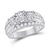 14kt White Gold Womens Round Diamond Bridal Wedding Engagement Ring Band Set 2.00 Cttw (Certified)