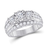 14kt White Gold Womens Round Diamond Bridal Wedding Engagement Ring Band Set 2.00 Cttw (Certified)