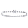 14kt White Gold Womens Round Diamond Cluster Tennis Bracelet 3.00 Cttw