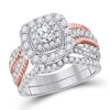 14kt Two-tone Gold Womens Round Diamond Bridal Wedding Engagement Ring Band Set 1-1/2 Cttw (Certified)