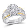 14kt Two-tone Gold Womens Round Diamond Bridal Wedding Engagement Ring Band Set 1-1/5 Cttw (Certified)