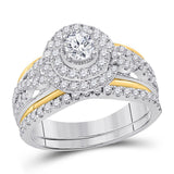 14kt Two-tone Gold Womens Round Diamond Bridal Wedding Engagement Ring Band Set 1-1/5 Cttw (Certified)