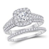 14kt White Gold Womens Round Diamond Bridal Wedding Engagement Ring Band Set 1-1/2 Cttw (Certified)
