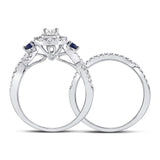 14kt White Gold Womens Emerald Diamond Bridal Wedding Engagement Ring Band Set 1.00 Cttw (Certified)