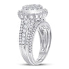 14kt White Gold Womens Princess Diamond Bridal Wedding Engagement Ring Band Set 1-1/2 Cttw