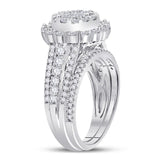 14kt White Gold Womens Princess Diamond Bridal Wedding Engagement Ring Band Set 1-1/2 Cttw