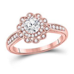 14kt Rose Gold Womens Round Diamond Solitaire Bridal Wedding Engagement Ring 1.00 Cttw (Certified)