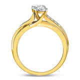 14kt Yellow Gold Womens Round Diamond 2-stone Bridal Wedding Engagement Ring 1/2 Cttw (Certified)