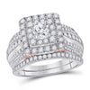 14kt Two-tone Gold Womens Round Diamond Bridal Wedding Engagement Ring Band Set 1-1/2 Cttw (Certified)