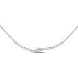 14kt White Gold Womens Round Diamond Bar 2-stone Necklace 1.00 Cttw (Certified)