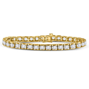 14kt Yellow Gold Womens Round Diamond Timeless Tennis Bracelet 5.00 Cttw