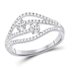 14kt White Gold Womens Round Diamond 2-stone Bridal Wedding Engagement Ring 1/2 Cttw (Certified)