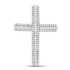 14kt White Gold Womens Baguette Diamond Religious Cross Pendant 7/8 Cttw