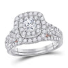 14kt Two-tone Gold Womens Round Diamond Bridal Wedding Engagement Ring Band Set 1-1/2 Cttw (Certified)