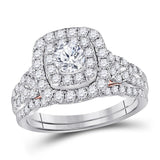 14kt Two-tone Gold Womens Round Diamond Bridal Wedding Engagement Ring Band Set 1-1/2 Cttw (Certified)