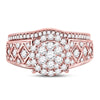 14kt Rose Gold Womens Round Diamond Bridal Wedding Engagement Ring Band Set 1.00 Cttw
