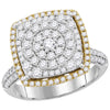 14kt Two-tone Gold Womens Round Diamond Right Hand Cocktail Ring 1-3/8 Cttw