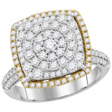 14kt Two-tone Gold Womens Round Diamond Right Hand Cocktail Ring 1-3/8 Cttw