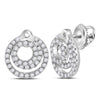 14kt White Gold Womens Round Diamond Circular Fashion Earrings 1/2 Cttw