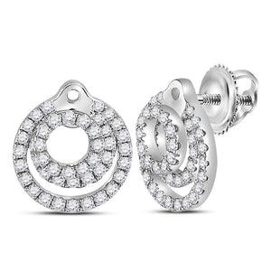 14kt White Gold Womens Round Diamond Circular Fashion Earrings 1/2 Cttw