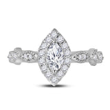 14kt Two-tone Gold Womens Marquise Diamond Solitaire Bridal Wedding Engagement Ring 3/4 Cttw (Certified)