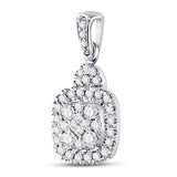 14kt White Gold Womens Round Diamond Fashion Dangle Earrings 1/2 Cttw