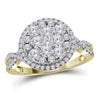 14kt Yellow Gold Womens Round Diamond Right Hand Cluster Ring 1.00 Cttw