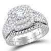 14kt White Gold Womens Round Diamond Bridal Wedding Engagement Ring Band Set 2.00 Cttw (Certified)