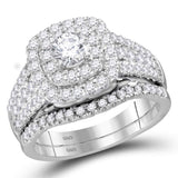 14kt White Gold Womens Round Diamond Bridal Wedding Engagement Ring Band Set 2.00 Cttw (Certified)
