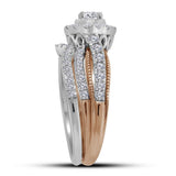 14kt Two-tone Gold Womens Round Diamond Bridal Wedding Engagement Ring Band Set 1.00 Cttw (Certified)