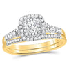 14kt Yellow Gold Womens Round Diamond Bridal Wedding Engagement Ring Band Set 1/2 Cttw