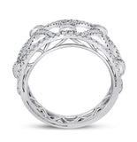 14kt White Gold Womens Round Diamond Modern Fashion Band Ring 1.00 Cttw
