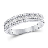 14kt White Gold Womens Round Diamond Anniversary Band Ring 1/2 Cttw