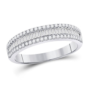 14kt White Gold Womens Round Diamond Anniversary Band Ring 1/2 Cttw