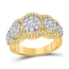 14kt Yellow Gold Womens Round Diamond 5-Stone Anniversary Band Ring 1-1/2 Cttw