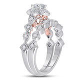 14kt Two-tone Gold Womens Round Diamond Bridal Wedding Engagement Ring Band Set 5/8 Cttw (Certified)