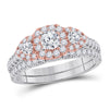 14kt Two-tone Gold Womens Round Diamond Bridal Wedding Engagement Ring Band Set 1.00 Cttw (Certified)