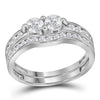 14kt White Gold Womens Round Diamond Bridal Wedding Engagement Ring Band Set 1.00 Cttw (Certified)