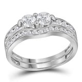 14kt White Gold Womens Round Diamond Bridal Wedding Engagement Ring Band Set 1.00 Cttw (Certified)