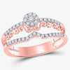 14kt Rose Gold Womens Round Diamond Modern Filigree Band Ring 1/3 Cttw