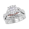14kt White Gold Womens Princess Diamond Bridal Wedding Engagement Ring Band Set 1.00 Cttw
