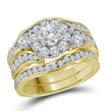 14kt Yellow Gold Womens Round Diamond Bridal Wedding Engagement Ring Band Set 2.00 Cttw (Certified)