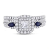 14kt White Gold Womens Princess Diamond Bridal Wedding Engagement Ring Band Set 1.00 Cttw (Certified)
