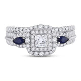 14kt White Gold Womens Princess Diamond Bridal Wedding Engagement Ring Band Set 1.00 Cttw (Certified)